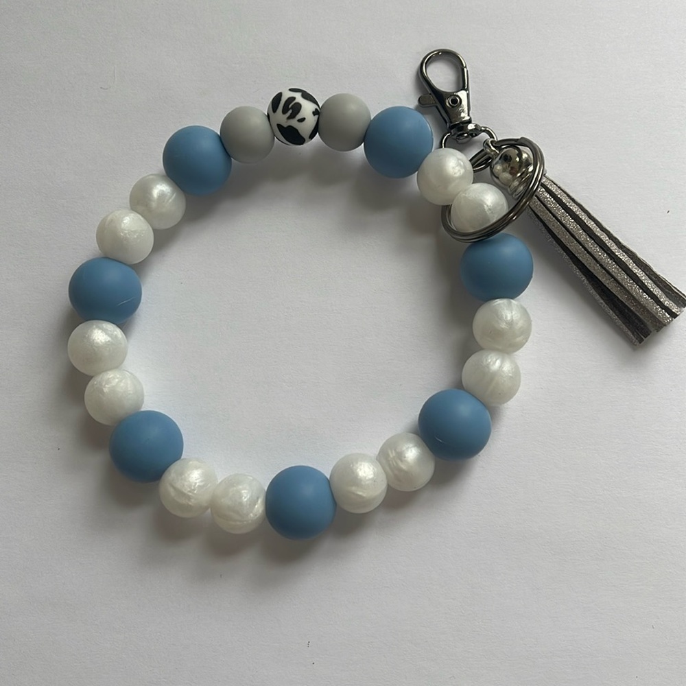 Wristlet Keychain Silicone Beaded Handcrafted